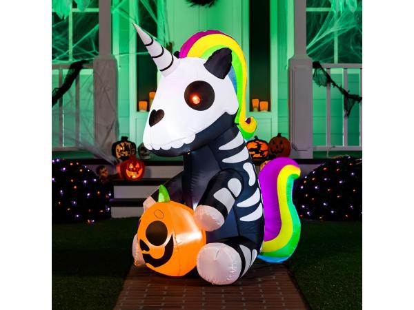 Grote Opblaasbare Halloween Eenhoorn met Led Lichten 