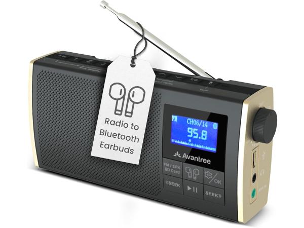 Avantree Soundbyte T - Draagbare FM-radio met Bluetooth