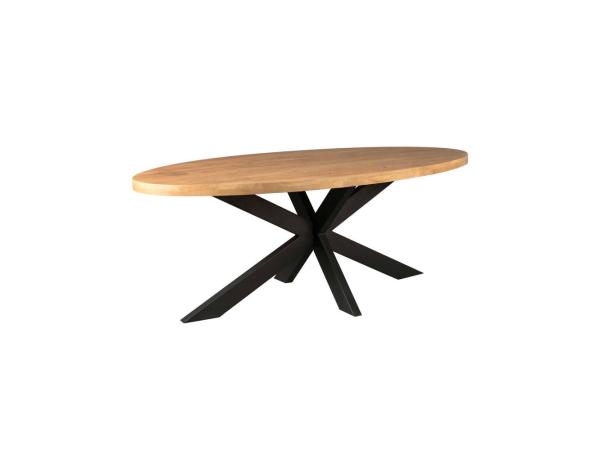 Eettafel mangohout ovaal 180x90cm  inclusief zwarte spinpoot