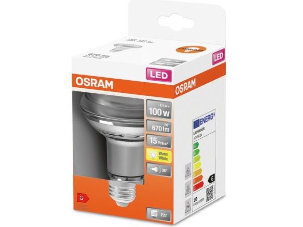 3x Osram LED Superstar R80 9,6 W warmwit dimbaar