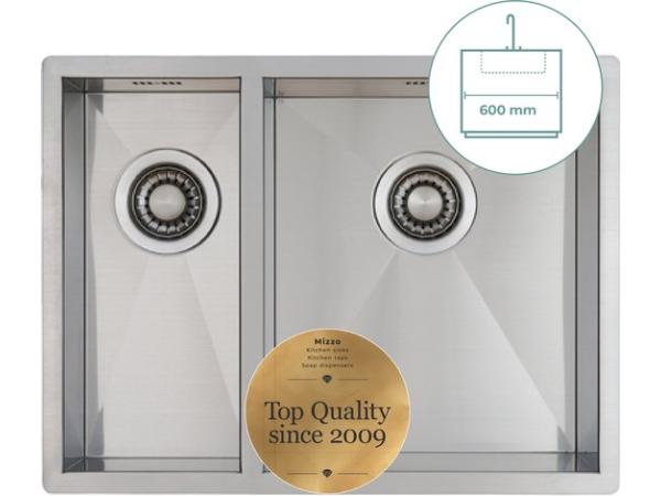 Mizzo Quadro Dubbele Spoelbak R 18-34X40CM 