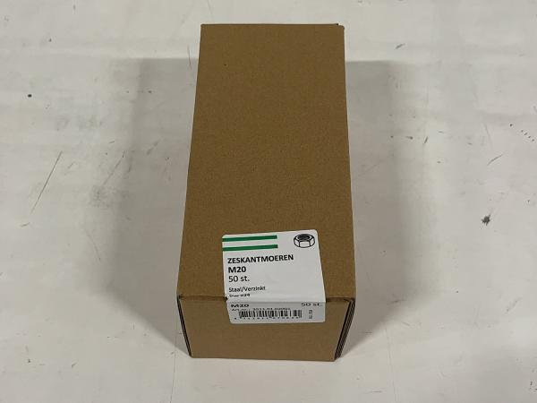 10x Hoenderdaal zeskantmoer verzinkt 50-pack M20 sw-30