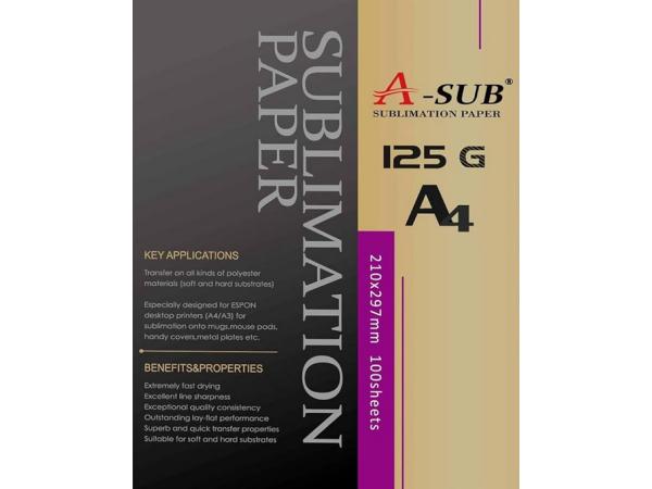 A-SUB Sublimation paper A4, 210x297mm, 100 sheets, 125g/m²