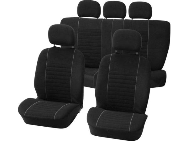 Carpoint Stoelhoezenset Velours Polyester Zwart 9-delig
