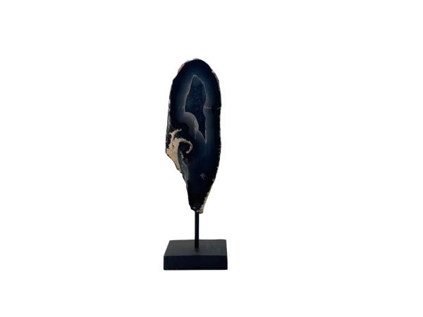 Rots agaat op houten standaard - 9x9x29 cm