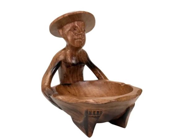 Asbak visserman handgemaakte van hout