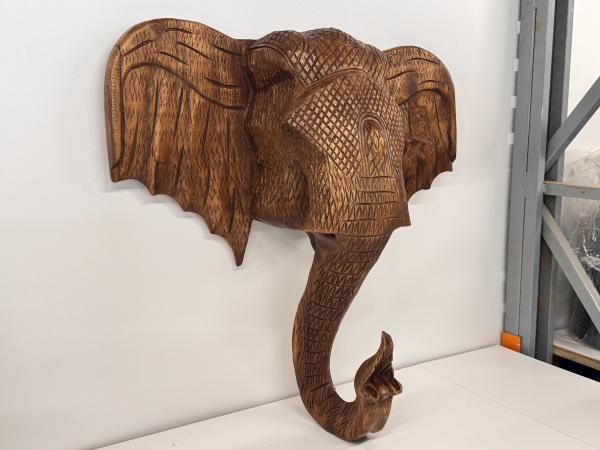 Olifanten hoofd van hout gegraveerd 65 cm