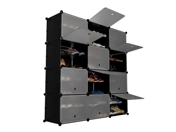 Schoenenkast / Schoenenrek - 126 x 127 x 31 cm - Zwart