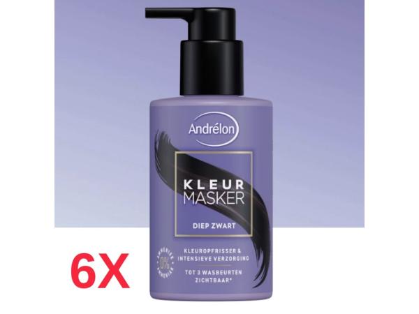 6x Andrélon Kleurmasker Diep Zwart 200 ml