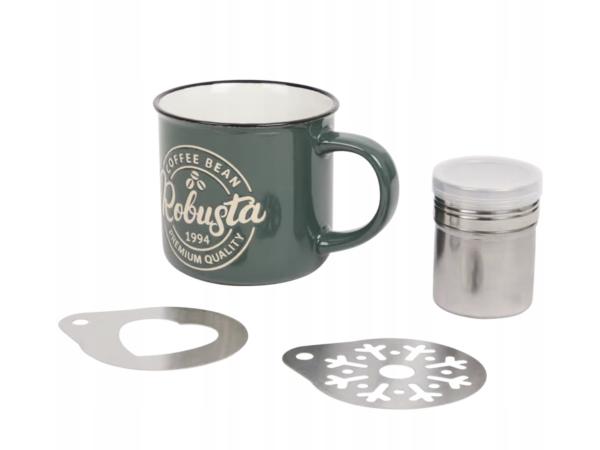2x Baristaset – 4-delig | Zeefje, Sjablonen en Beker 340 ml 