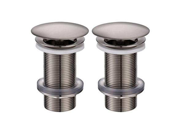 2x Beaux wastafelplug niet afsluitbaar Lilas geborsteld